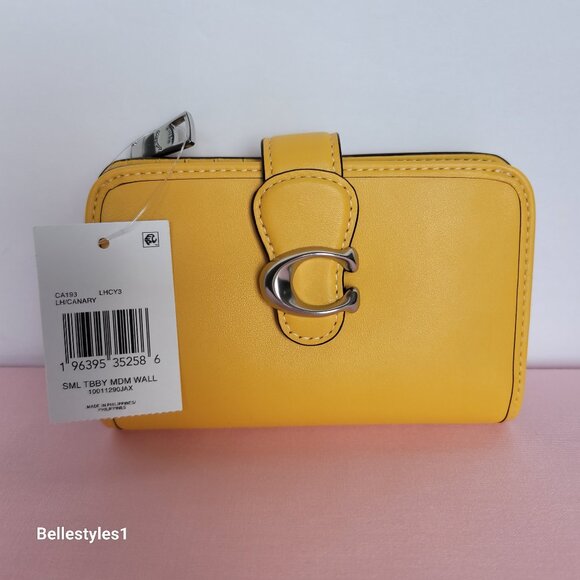COACH Tabby Smooth Leather Medium Bifold Wallet – Canary color - Picture 16 of 16